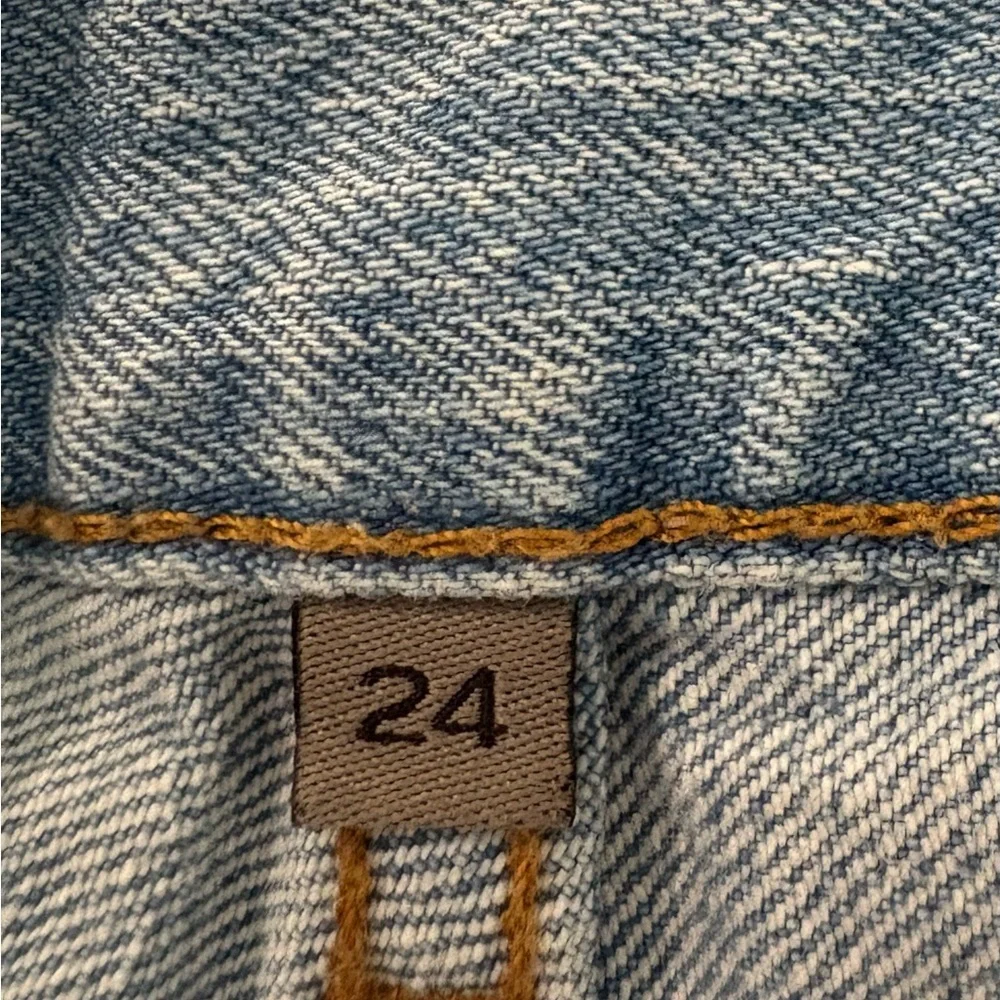 CARMAR Distressed High-Rise Boyfriend Jeans Light Wash Size 24 Wide Leg 5 Pocket - Picture 6 of 10